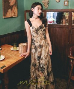 ミニ丈 | ロングワンピース ワンピース ロングワンピ レディース マキシ丈 ワンピ ノースリーブ Aライン 着痩せ 花柄 セクシー おしゃれ きれいめ 40代 30代 50代 夏