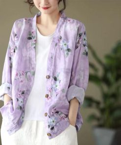 カーディガン | 麻混 レディース 花柄 初秋 リネン カジュアル Vネック 長袖 羽織 きれいめ 春 夏 秋 薄手 おしゃれ 40代50代 ゆったり 20代30代 大きいサイズ