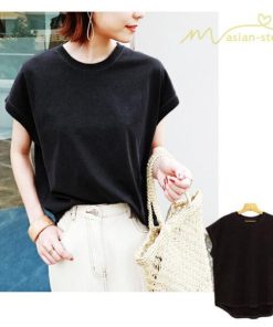 ｔシャツ・カットソー | Tシャツ Tシャツ レディース トップス ピグメント加工 フレンチスリーブ Tシャツ カットソー スリット 半袖 カジュアル 女性着 無地 普段 トップス シンプル