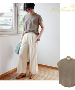 tシャツ・カットソー | Tシャツ Tシャツ レディース トップス ピグメント加工 フレンチスリーブ Tシャツ カットソー スリット 半袖 カジュアル 女性着 無地 普段 トップス シンプル