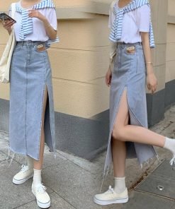 ロングスカート | デニムスカート スリット ハイウエスト