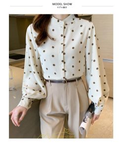 シャツ・ブラウス | シャス ブラウス 春夏 秋 シフォン レディース 長袖 フォーマル オフィス 入学式 入園式 ドット柄 外出 お出かけ ビジネス 20代30代40代50代 通勤 OL