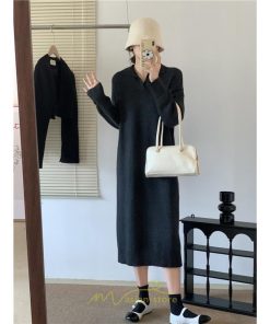 ニットワンピース | ワンピース 春 春服 レディース 長袖 ゆったり vネック 着痩せ 可愛い おしゃれ 大人フェミニン 女子会 通勤 デート お出かけ 秋冬