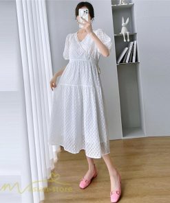 ワンピース | マタニティレディース 着痩せ 韓国風 夏新作 マタニティウェア 上品 カジュアル Vネック 産前産後 上品 サマーワンピース マタニティ ひざ下丈