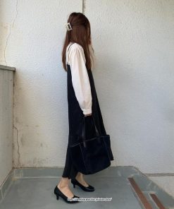 マキシ | ワンピース キャミワンピース レディース 秋 冬 Vネック  マーメイド マキシワンピ ロング デイリー おしゃれ 肩紐調節可 フリル 可愛い