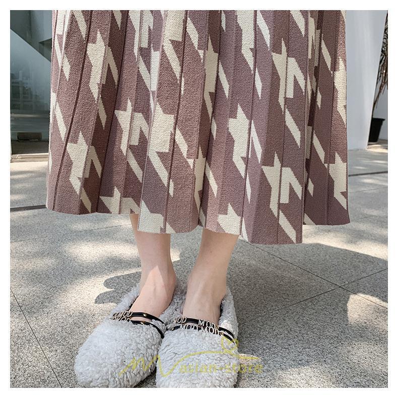 スカート | ロングレディース ボトムス プリーツかわいい 秋冬新作 韓国風 ハイウエスト 細見え 脚長効果 ニット こなれ感 高身長 低身長 トレンド