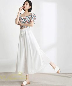 ワイドパンツ | キュロットスカート レディース 春夏新作 九分丈無地 ハイウエスト 体型カバーズボン 30代 40代 50代 ボトムス 通勤 着痩せ オシャレ