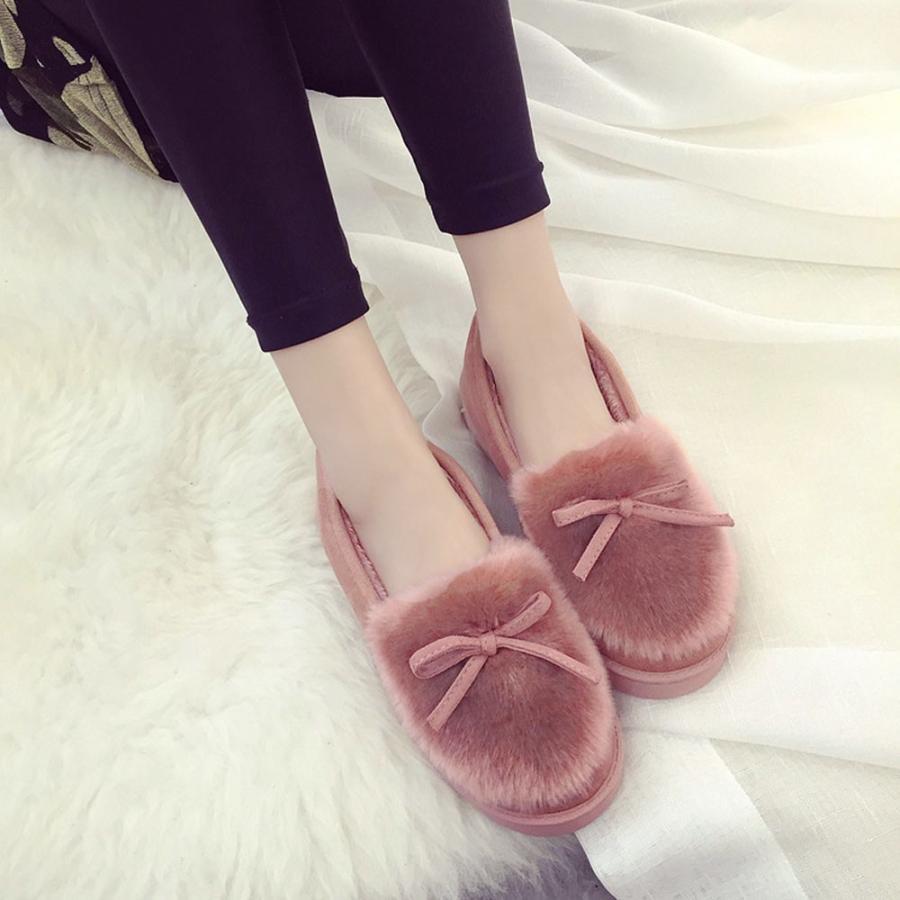 パンプス | 秋冬 レディース 痛くない パンプス ムートン ボア ぺたんこ