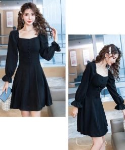 ワンピース | スクエアネック レディース黒