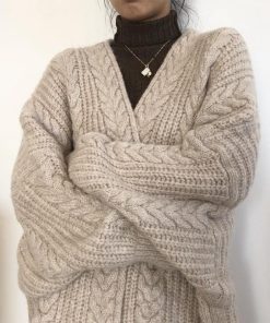 ニット・セーター | ロング丈 ケーブル編みカーデ 体型カバー 秋冬 韓国風 厚手 ニットカーディガン レディース コーディガン ライトアウター