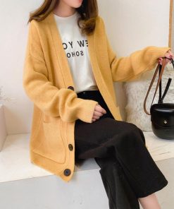 カーディガン | アウター ゆったりVネック ポケット付き 体型カバー 羽織 カーデトップス 無地 おしゃれ ニットレディース