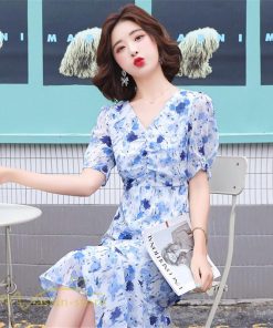 ミディアム | ワンピース レディース 春 夏 着痩せ 花柄 きれいめ サマー おしゃれ 上品 ひざ丈 半袖 サマーワンピース レトロ風 韓国風 通勤通学 お出かけ