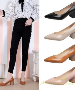 パンプス | 走れるポインテッドトゥ チャンキーヒール 黒 フォーマル オフィス レディース 入学式 入園式 卒業式 卒園式 5cmヒール 22cm 結婚式 靴 25cm