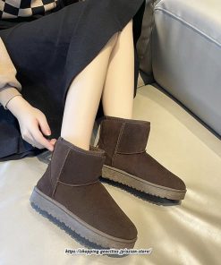 ブーツ | ムートンレディース ショートボア 防寒 暖かい 防風 裏起毛 軽量 冬 雪 カジュアル スノー痛くない 歩きやすい ファー