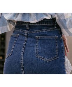 スカート | デニムマーメイド ハイウエスト デイリーコーデ フェミニン ボトムス ロング丈 タイトプリーツフレア フリルスタイリッシュ