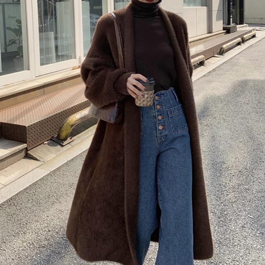 カーディガン | シャギーロングニット韓国風