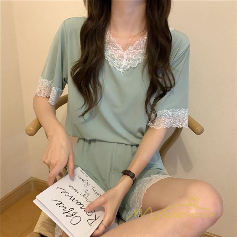 パジャマ ルームウェア | パジャマ レディース 夏 半袖 ルームウェア 涼しい 部屋着 ナイトウェア 寝間着 柔らかく軽い薄手の快適Tシャツパジャマ 部屋着 薄手パジャマ 上下セット