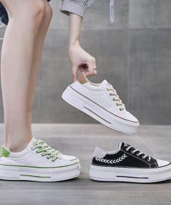 スニーカー | レディースシューズ レースアップ ローカット 厚底靴 履きやすい キャンバス カジュアルシューズ フラットシューズ
