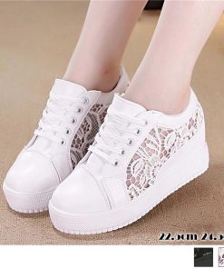 ショートブーツ | シューズ 靴 レースシースルー切り替え 痛くない レディース インヒールスニーカー 厚底