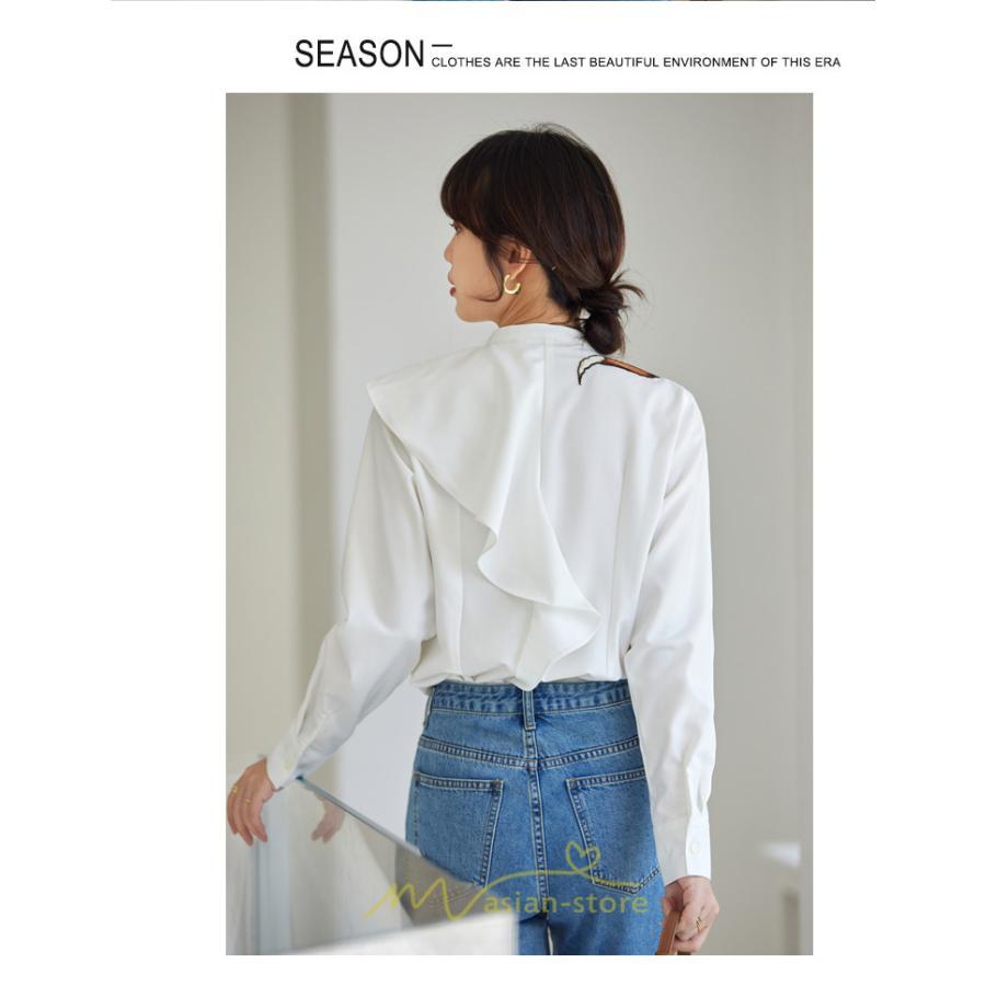 シャツ・ブラウス | ブラウス レディース オフィス 白 長袖 ビジネス カジュアル シャツ 刺繍 アニマル柄 動物柄 狐 個性的 冬 2022新作 秋 可愛い 上品 フェミニン