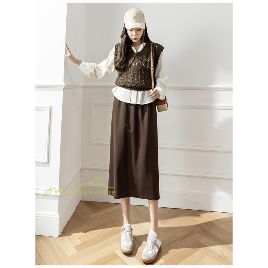 スカート | レディース 無地 カジュアル ひざ下丈 きれいめ 秋冬コーデ エレガント 通勤 通学 20代 Aライン40代 30代 ウエストゴム 50代 ゆったり