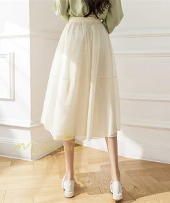 送料無料SALE | スカート 夏 Aラインスカート 切り替え 無地 ウエストゴム 膝下丈 ハイウエスト ミモレ丈 裏地付き プリンセス 可愛い 30代40代 サマー 女っぽい 軽量 ふんわり