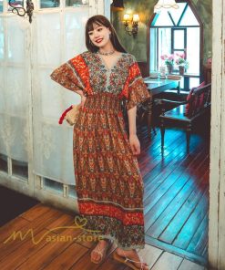 マキシ | ワンピース レディース 40代 春秋 キレイめ マキシ丈ワンピース ロング丈 Aラインワンピース ゆったり エスニック風 上品 上品 着痩せ オシャレ レトロ風 2021作