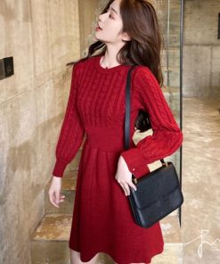 ワンピース | ケーブル編みニットミニ韓国風