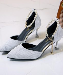 パンプス | ストラップサイドカット ポインテッドトゥ ピンヒール ストラップ 大きいサイズ 靴 黒 滑り止めソール シューズ 30代 ミドルヒール