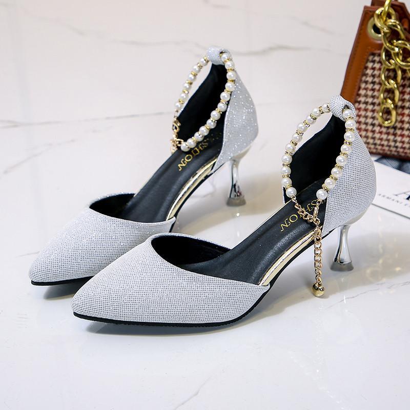 パンプス | ストラップサイドカット ポインテッドトゥ ピンヒール ストラップ 大きいサイズ 靴 黒 滑り止めソール シューズ 30代 ミドルヒール