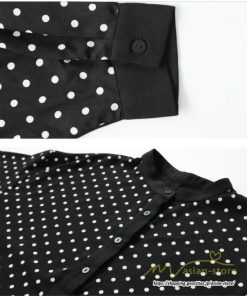 マキシ | ドットワンピース ドッキングワンピース 切替 秋 レディース ロングワンピース 長袖 Aラインワンピース 大人 可愛い ゆったり 30代ワンピース スタンドカラー