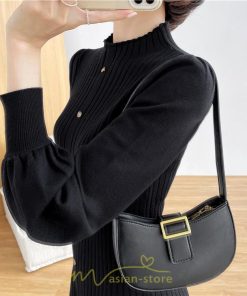 ニットワンピース | レディース 冬 きれいめ ニットフレア ロング おしゃれ ハイネック パフスリーブ 着痩せ エレガント おしゃれ フェミニン 送料無料 可愛い