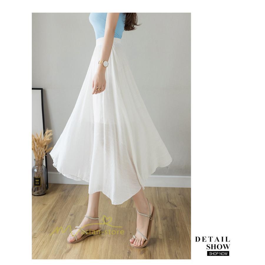 新作 | リネンパンツ 夏 ガウチョパンツ スカーチョ 体型カバー ワイドパンツ レディース ガウチョ ボトムス ゆったり 涼しい キュロット 春夏 ウエストゴム ズボン