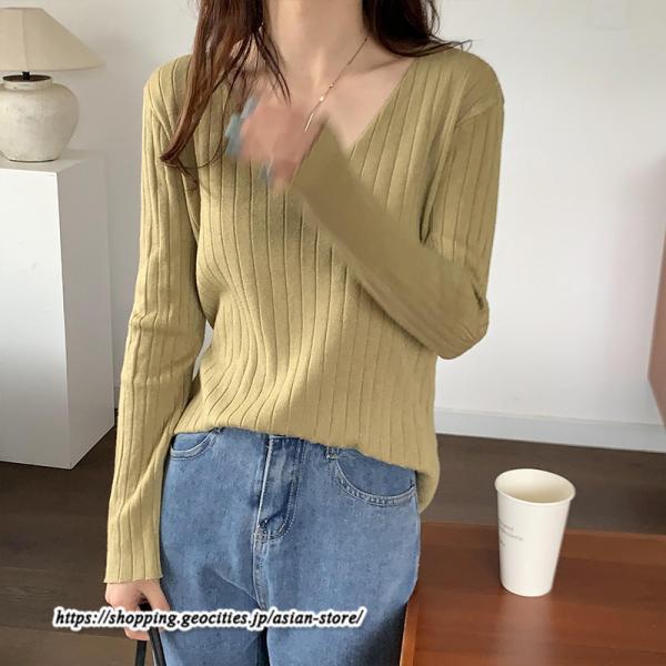 ニット・セーター | カットソー ニット レディース リブニット 長袖 秋冬 春 トップス スリム ストレッチ インナー 無地 着痩せ プルオーバー 長袖カットソー 長袖ニット 通学通勤