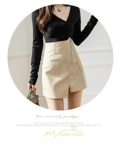 スカート | レザーレディース ミニタイト 秋 冬 PU Aライン ハイウエスト おしゃれ スリット フェイクレザー 可愛い 着痩せ オシャレ