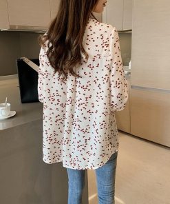 シャツ・ブラウス | シフォンブラウス レディースシャツ 涼感 薄手 長袖 羽織り 前開き トップス ゆったり 可愛い プリント 20代30代 夏冷房 2022 シャツブラウス ハート