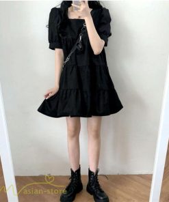 ミニ丈 | ワンピース 無地 レディース ショートワンピース 半袖 かわいい スクエアネック サマーワンピース 夏新作 カジュアル 黒 Aラインワンピース XL ゆったり 白