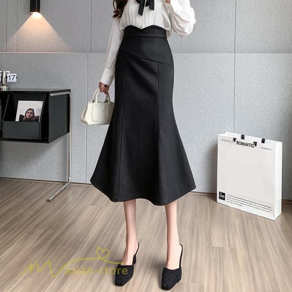 スカート | レディース フィッシュテール秋冬コーデ フレア AラインOL ビジネス カジュアル 大きいサイズ XL 20代 ラシャ 40代 上品 30代