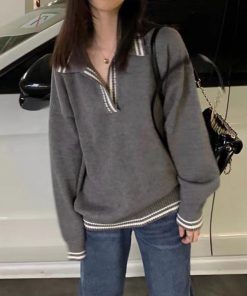 ニット・セーター | ポロカラーニットトップス レディース秋冬