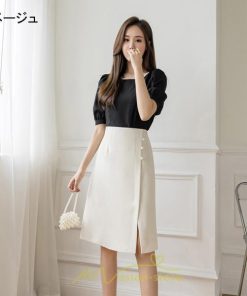 スカート | 膝丈 ひざ丈 Aラインスリット レディース 夏 おしゃれ 夏大人カジュアル 脚長 着痩せ ハイウエスト 上品 春夏秋冬 セクシー