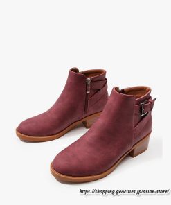 ショートブーツ | 大きいサイズ26.5cm レディース 上品 ブーツ 秋冬 春 チャンキーヒール 太ヒール シンプル ブーティー 大人 黒ブーツ サイドファスナー