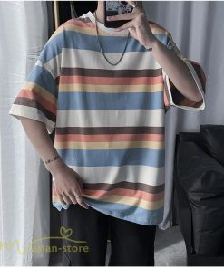 Tシャツ | カットソー メンズ ストライプ カジュアルクルーネック 5分袖 ワイドトップス メンズスタイル カッコウイイ 夏服 上品 日常感