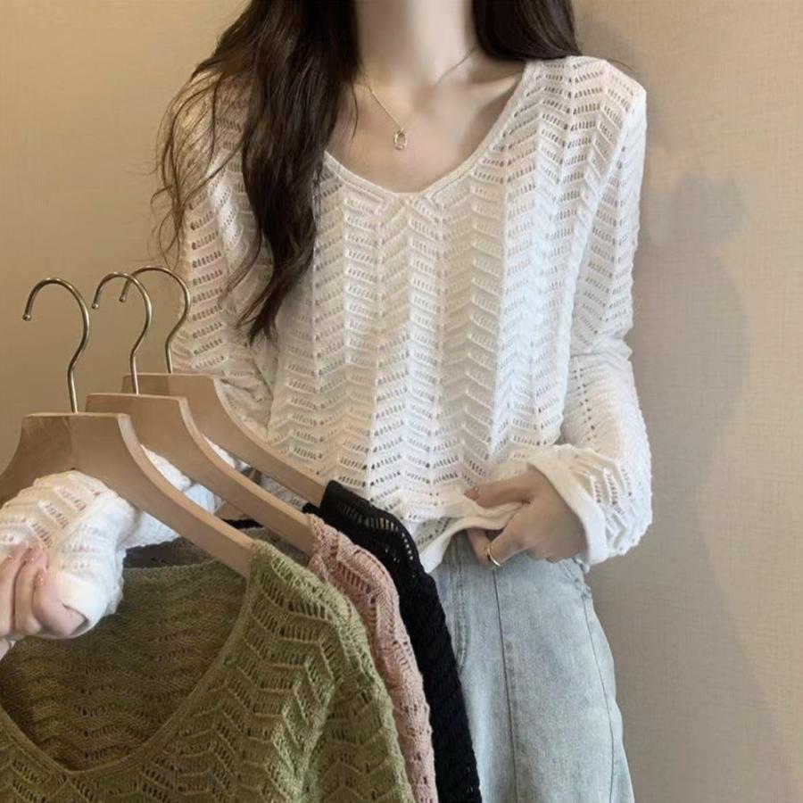 透かし編みトップス | 透かし編みニット メッシュニット 春秋冬