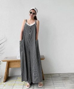 オーバーオール サロペット | オールインワン レディース ワイドパンツ ロング丈 トレンド チェック柄 ストライプ サロペット ボトムス 大きいサイズ 着痩せ オーバーオール 韓国風 日常感 夏
