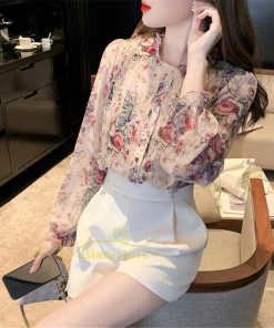 シャツ・ブラウス | ブラウス レディース きれいめ 40代 春夏秋新作 オシャレシフォンブラウス 花柄シャツ 長袖トップス 大人 通勤OL リボン付き シャツ30代 ゆったり 50代 上品