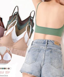 キャミソール | Vネック リブ ショート丈 ベアトップブラ カップ付き おしゃれ ビスチェ インナー キャミ