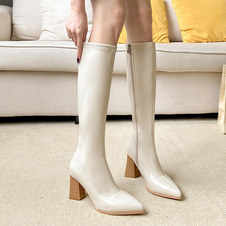 ニーハイブーツ | ロングブーツ レディース 太ヒール