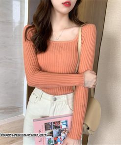 ニット・セーター | 秋 冬 ニット セーター 長袖 スクエアネック レディース トップス 無地 洗えるニット お洒落 シンプル 通勤 OL 上品 可愛い リブ きれいめ トレンド かわいい