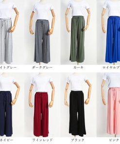 ワイドパンツ | レディース ガウチョパンツ スカーチョ ゆったり パンツ ウエストゴム