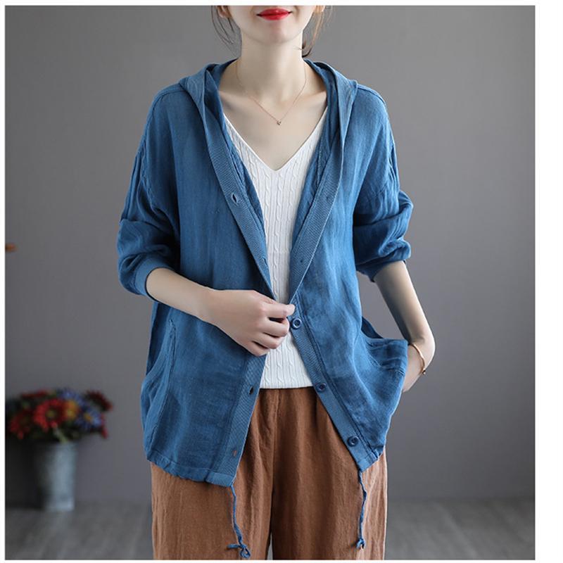 カーディガン | レディース 無地 UVカットー ライトアウター 秋コーデ 40代50代 きれいめ カジュアル フード付き エレガント 大きいサイズ 20代30代 麻混 秋服